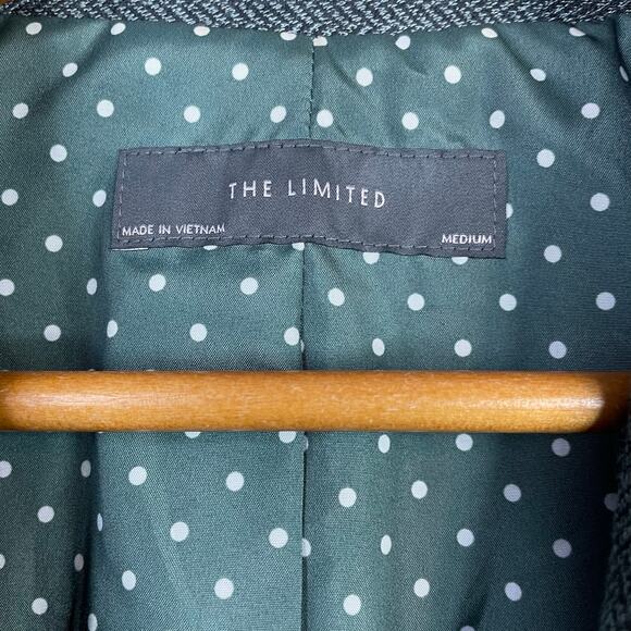 The Limited Green Gray Herringbone Tweed Classic Academia Blazer Jacket womens M - Picture 12 of 13